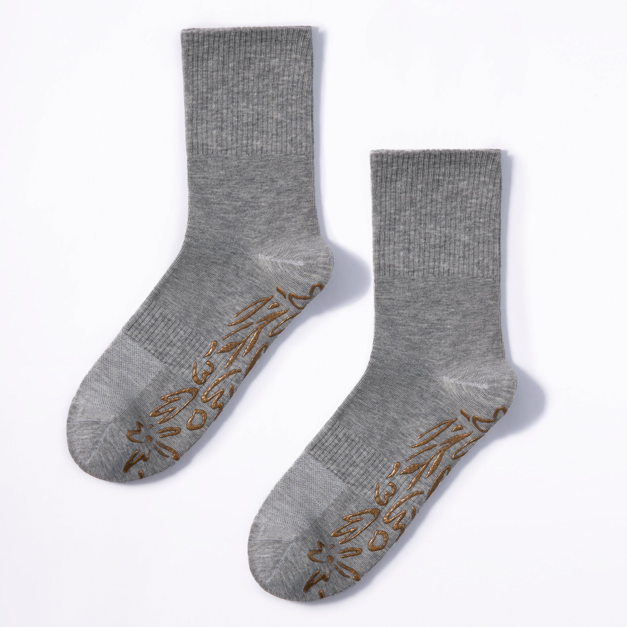 Humktnn | Everyday Organic Cotton Non-Slip Socks for Adults – Grey, 2 Pairs