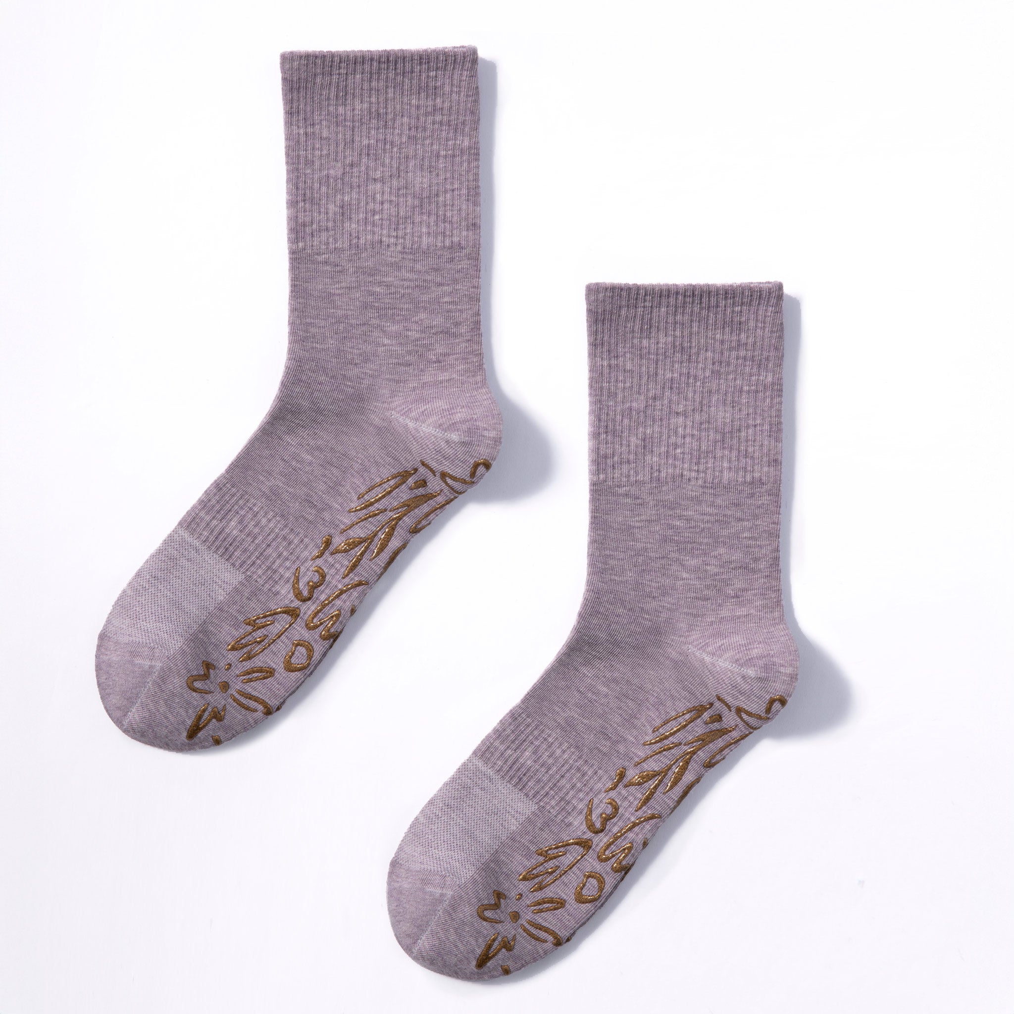 Humktnn | Adult Organic Cotton Grip Socks in Lavender – 2-Pair Pack