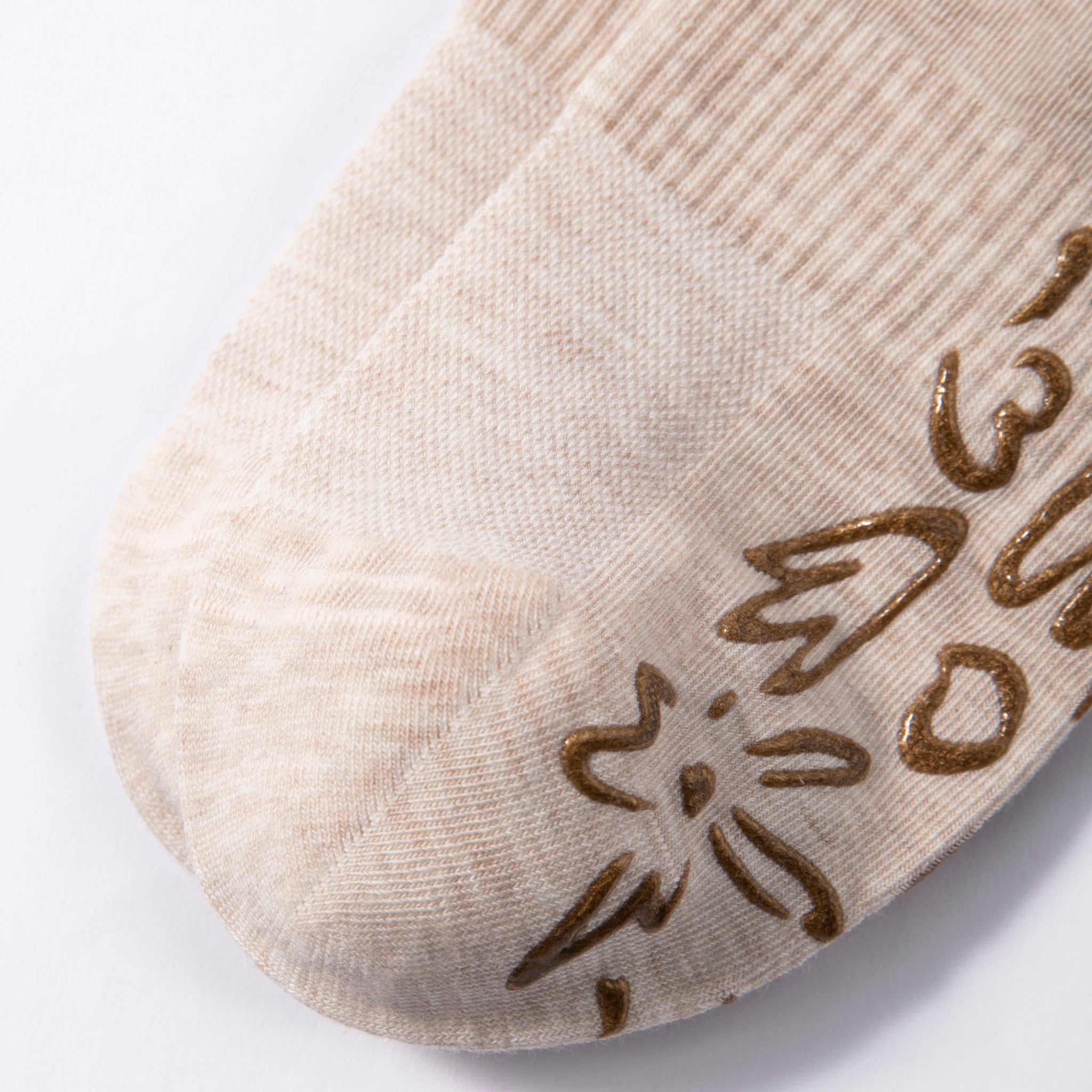 Humktnn | Everyday Organic Cotton Non-Slip Socks for Adults – Beige, 2 Pairs