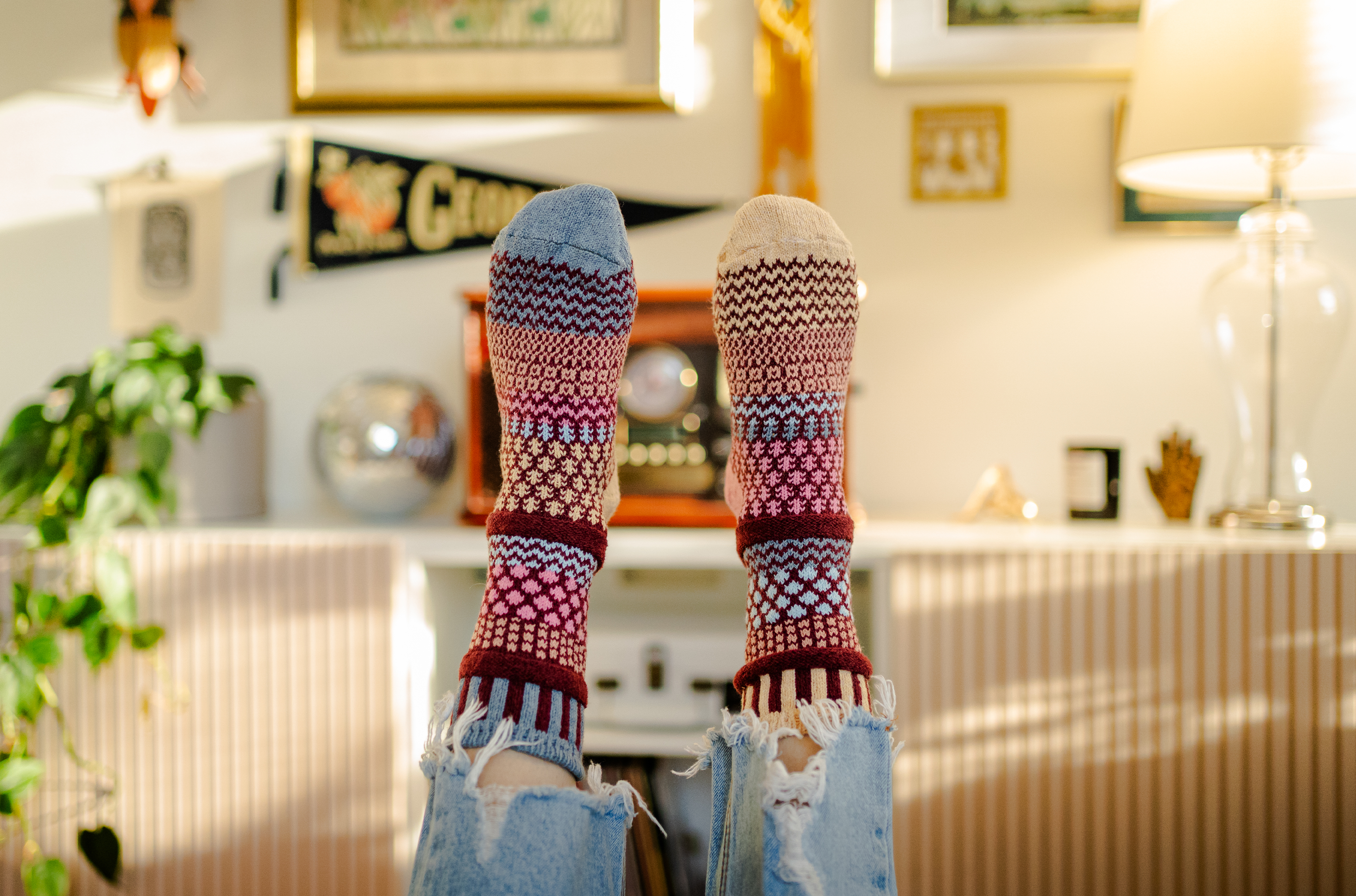 Humktnn| Larkspur Crew Socks - A Vibrant Splash of Color for Every Step