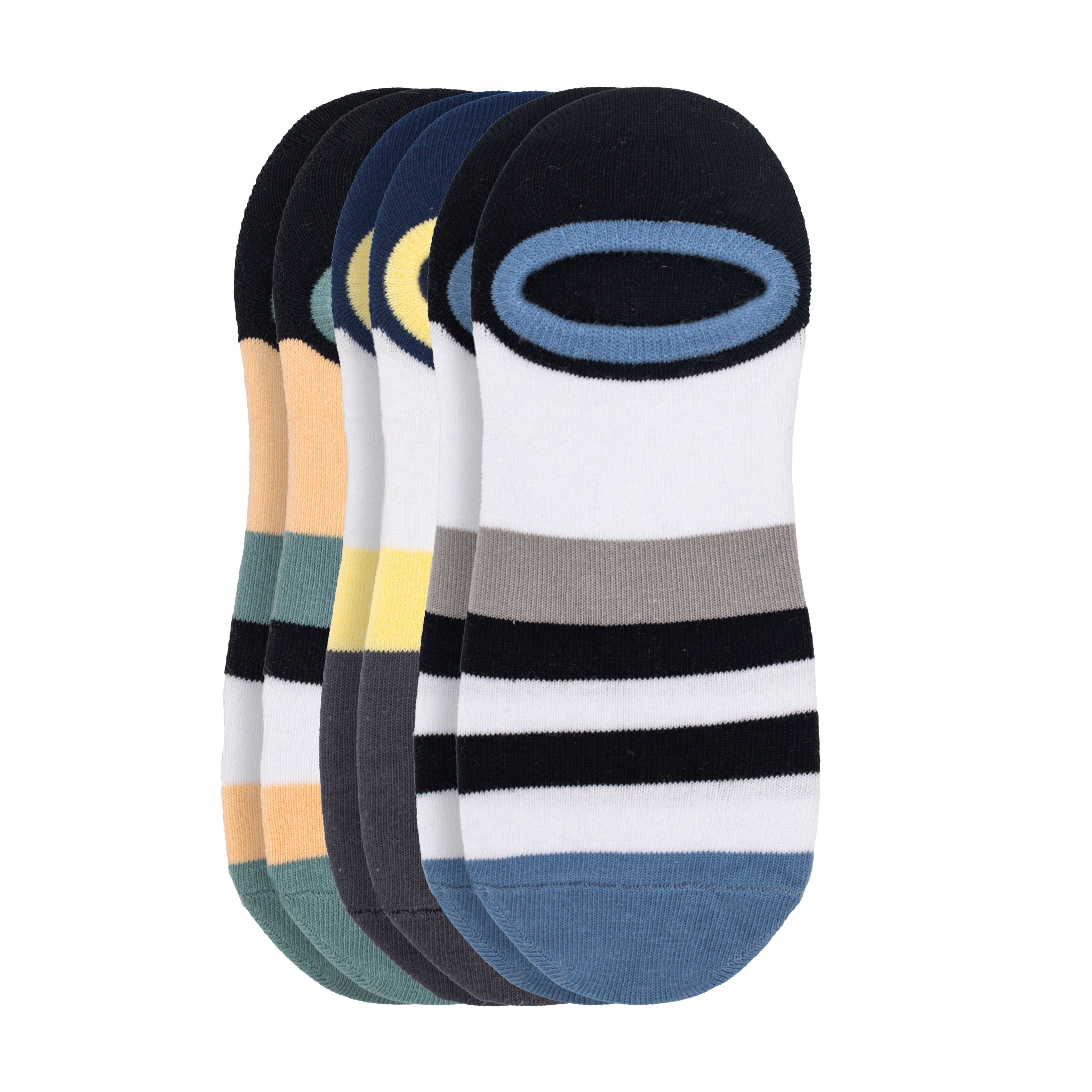 Humktnn | Women’s Cotton No Show Socks with Silicone Grip – 3 Pair Striped Design