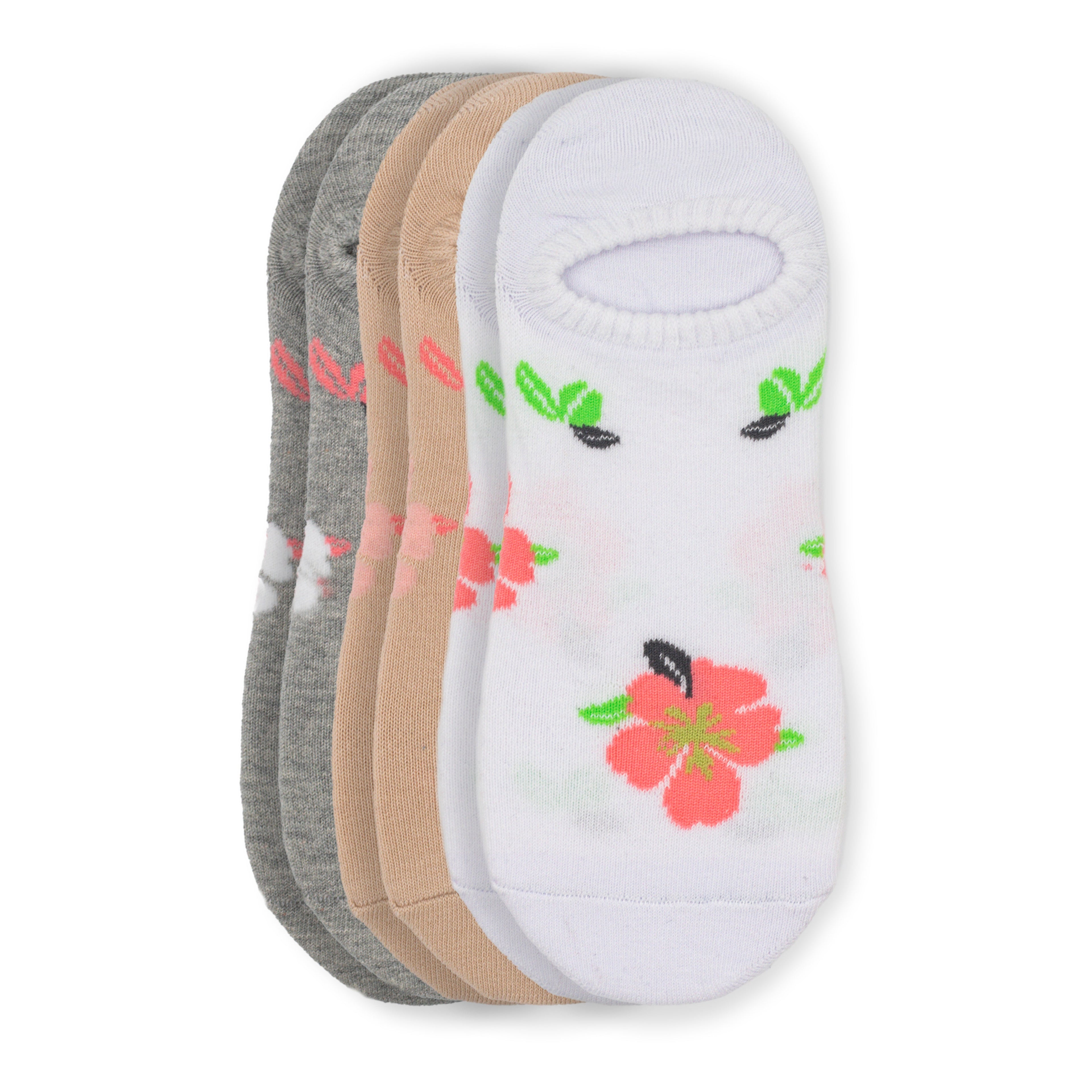 Humktnn | Women’s Low Cut Cotton Liner Socks with Floral Detail – 3 Pair Pack