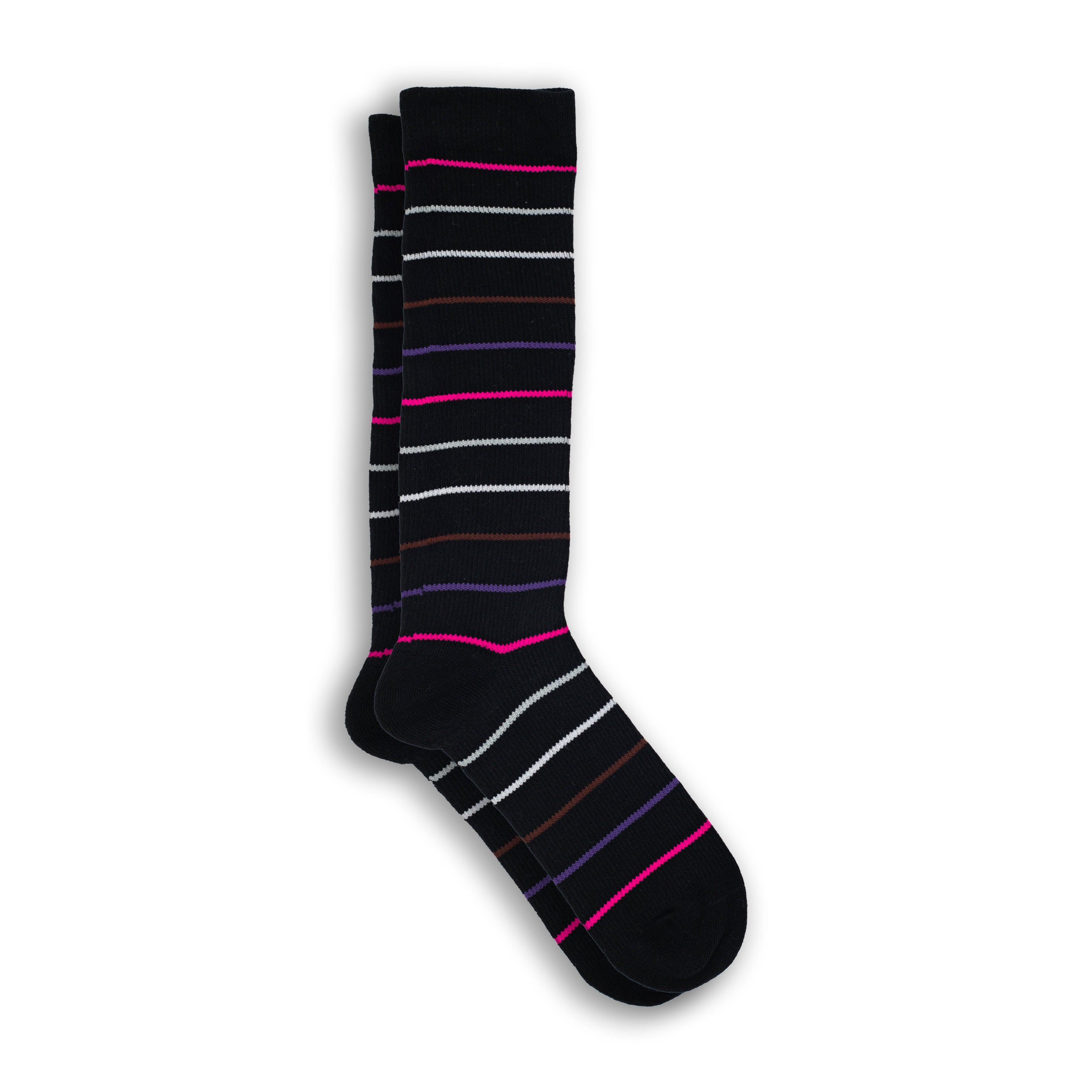 Humktnn | Women’s Striped Mild Compression Crew Socks – 5 Pair for Travel & Daily Comfort