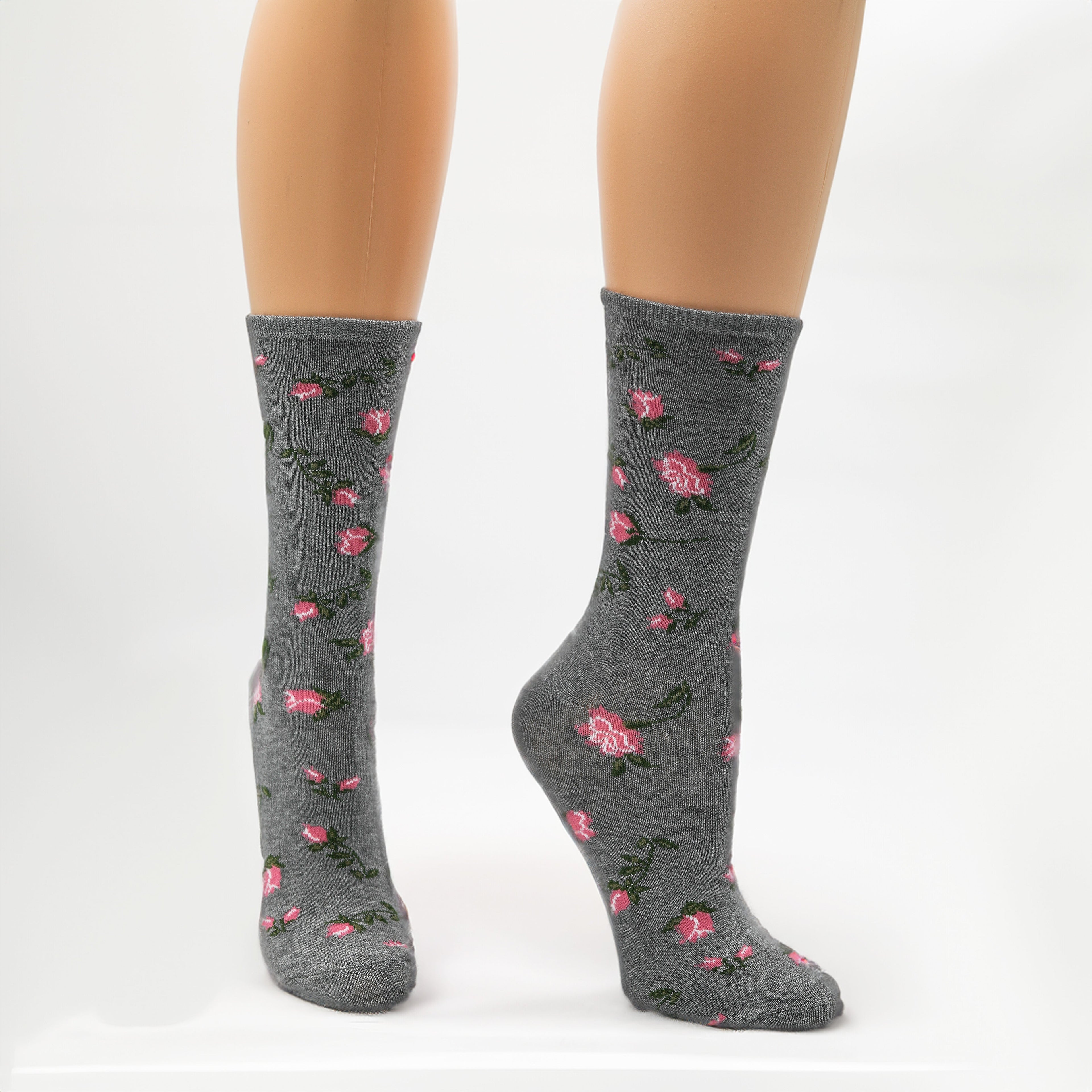 Humktnn | Women’s Bamboo Blend Crew Socks – 3 Pair Lightweight Floral Design