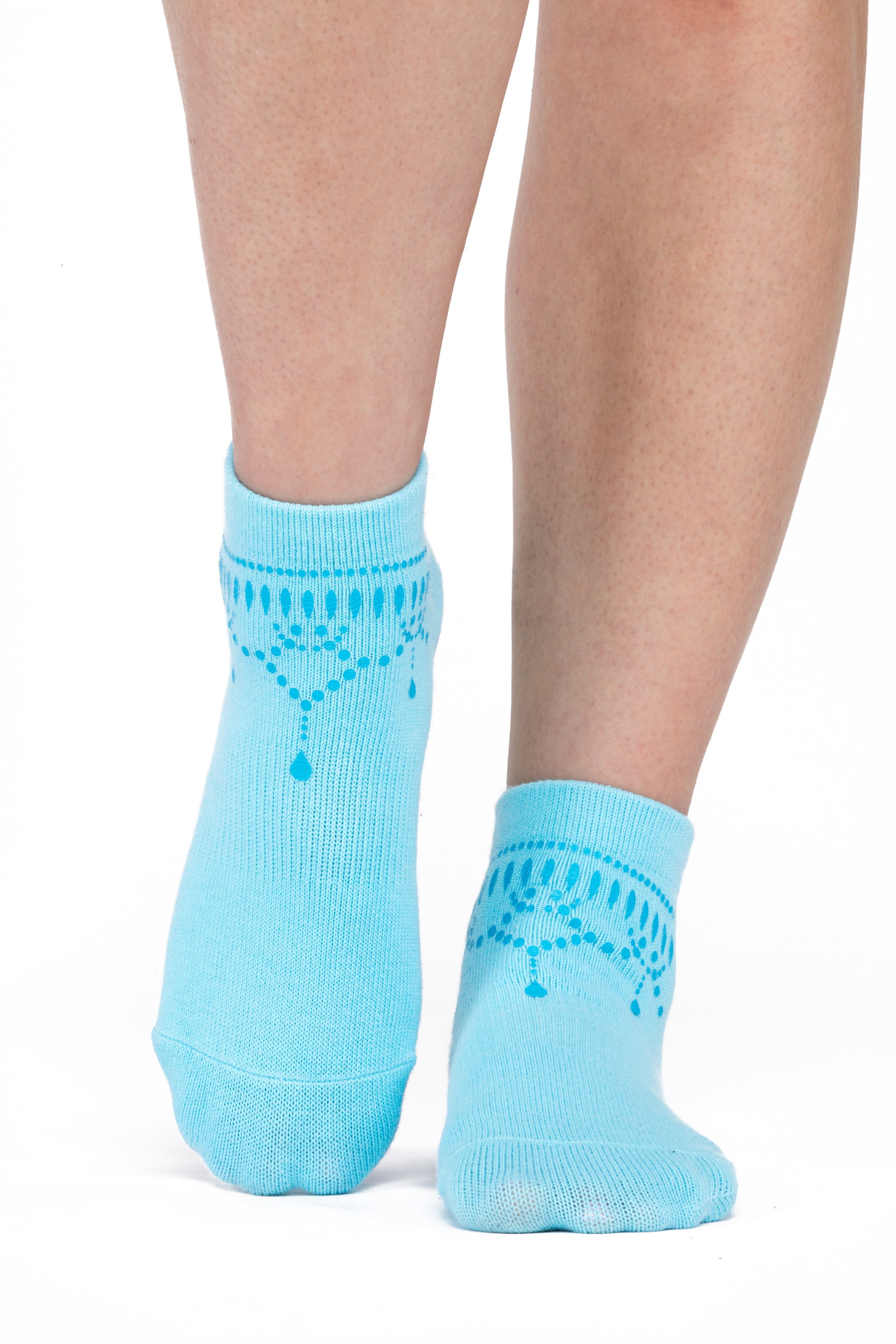 Humktnn | Anklet Style Grip Socks with Foil Jewelry Print for Women
