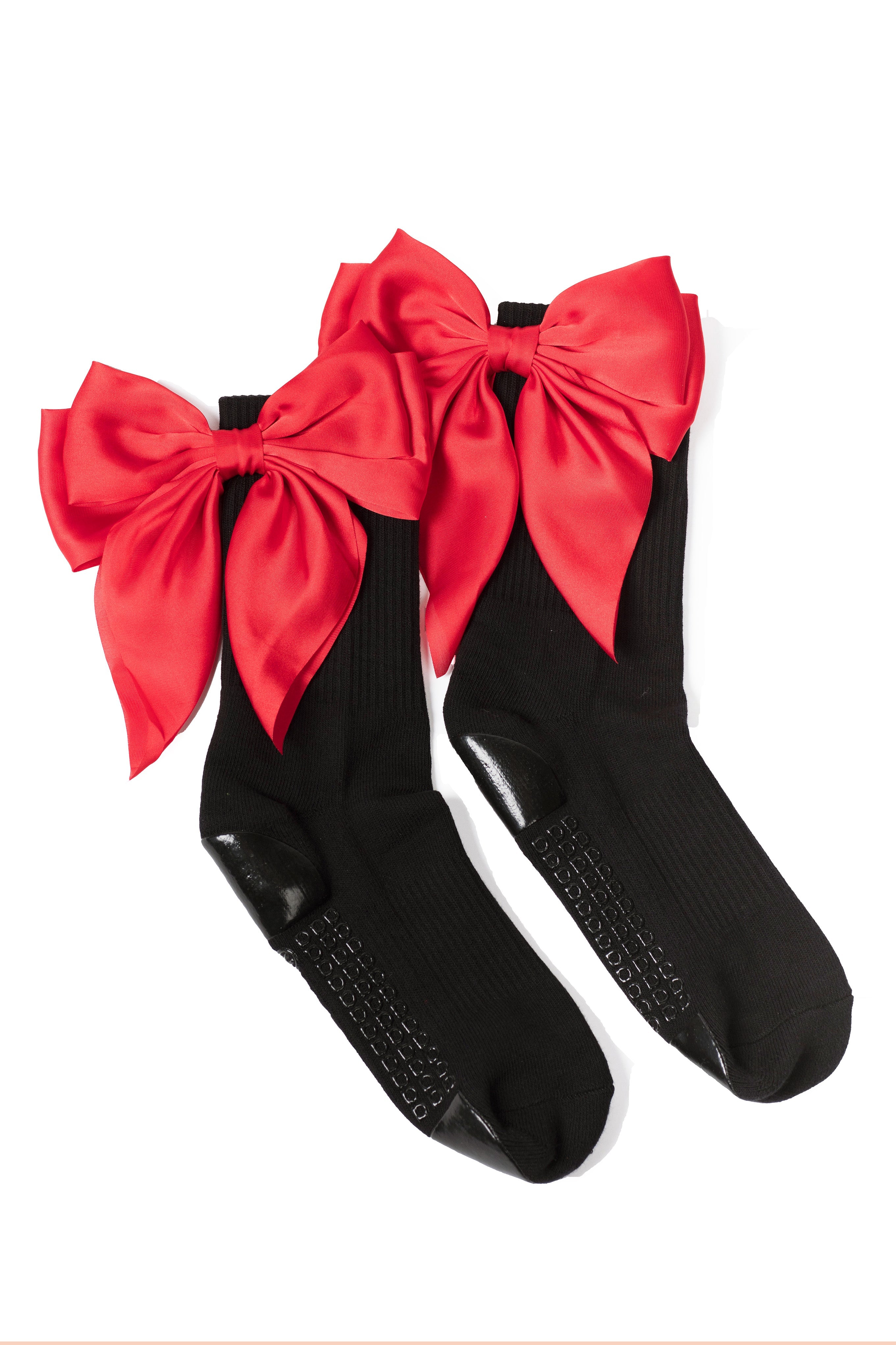 Humktnn | Women’s Crew Grip Socks with Bow Accent for Studio Training