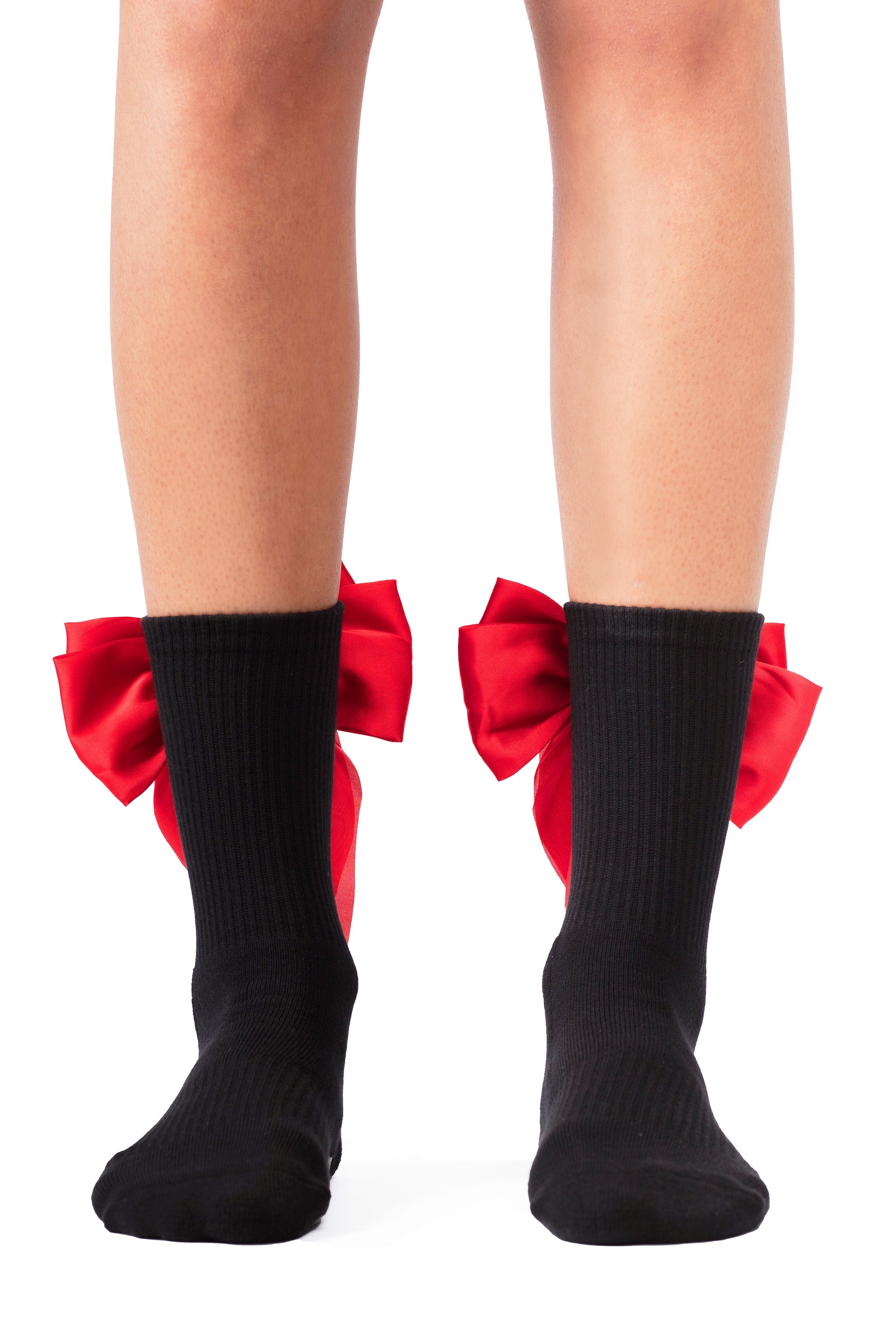 Humktnn | Women’s Crew Grip Socks with Bow Accent for Studio Training