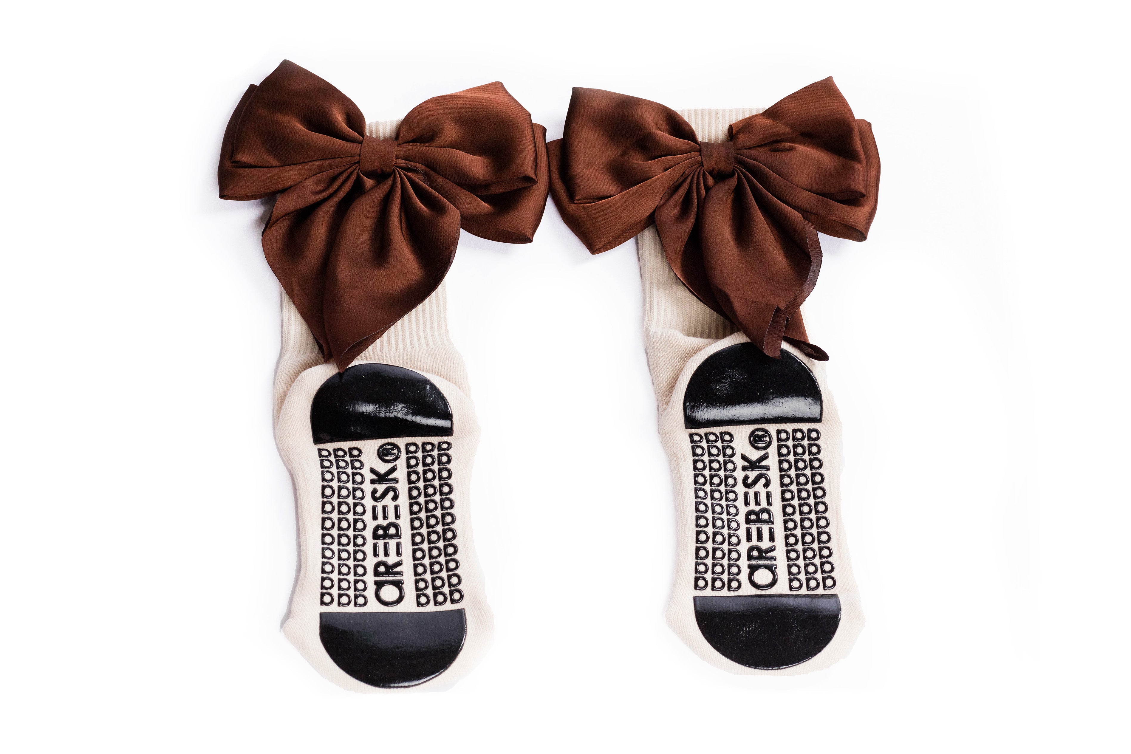 Humktnn | Women’s Crew Grip Socks with Bow Accent for Studio Training