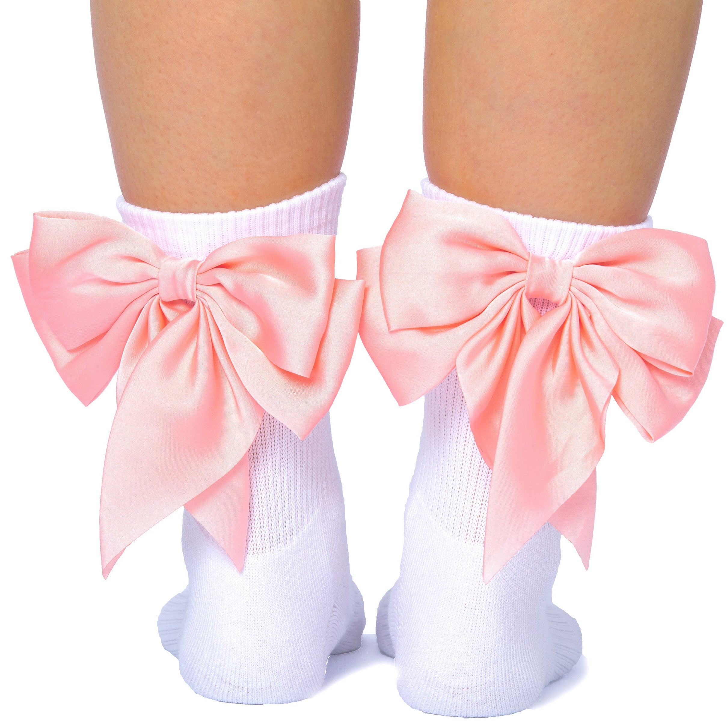 Humktnn | Women’s Crew Grip Socks with Bow Accent for Studio Training