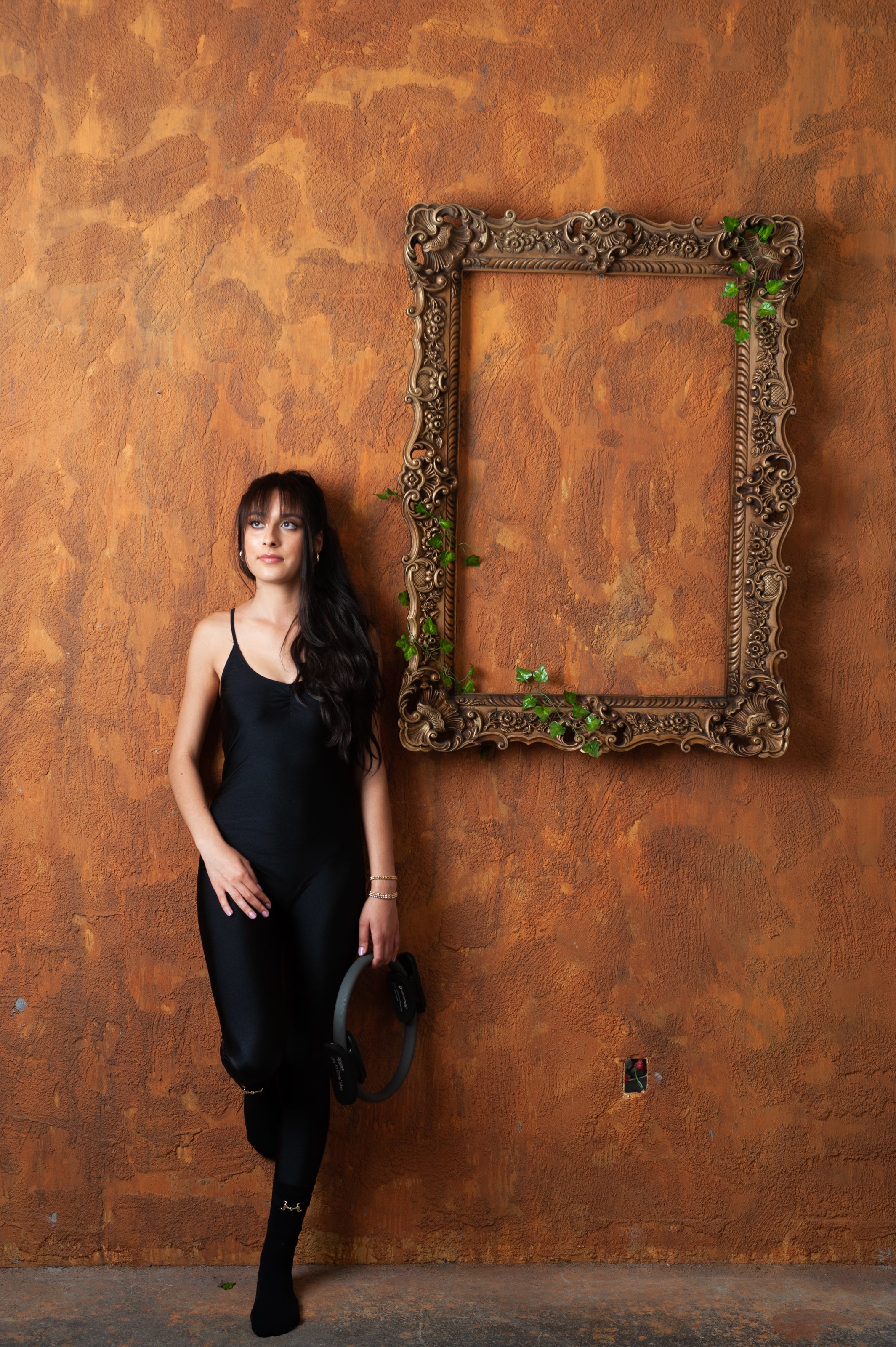 Humktnn | Women's Crew Grip Socks with Anti-Slip Sole & Elegant Metal Accent