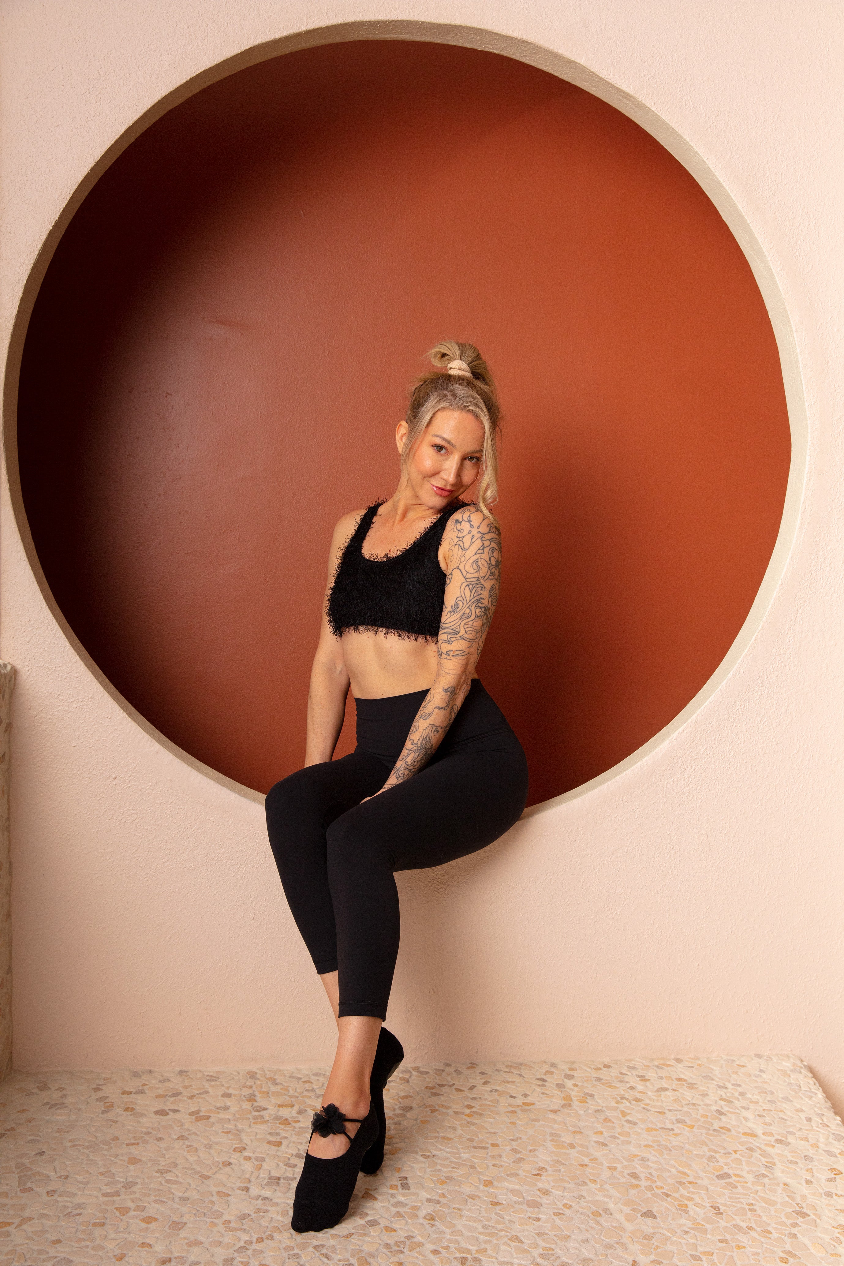 Humktnn | Floral Accent Grip Socks with Secure Non Slip Sole