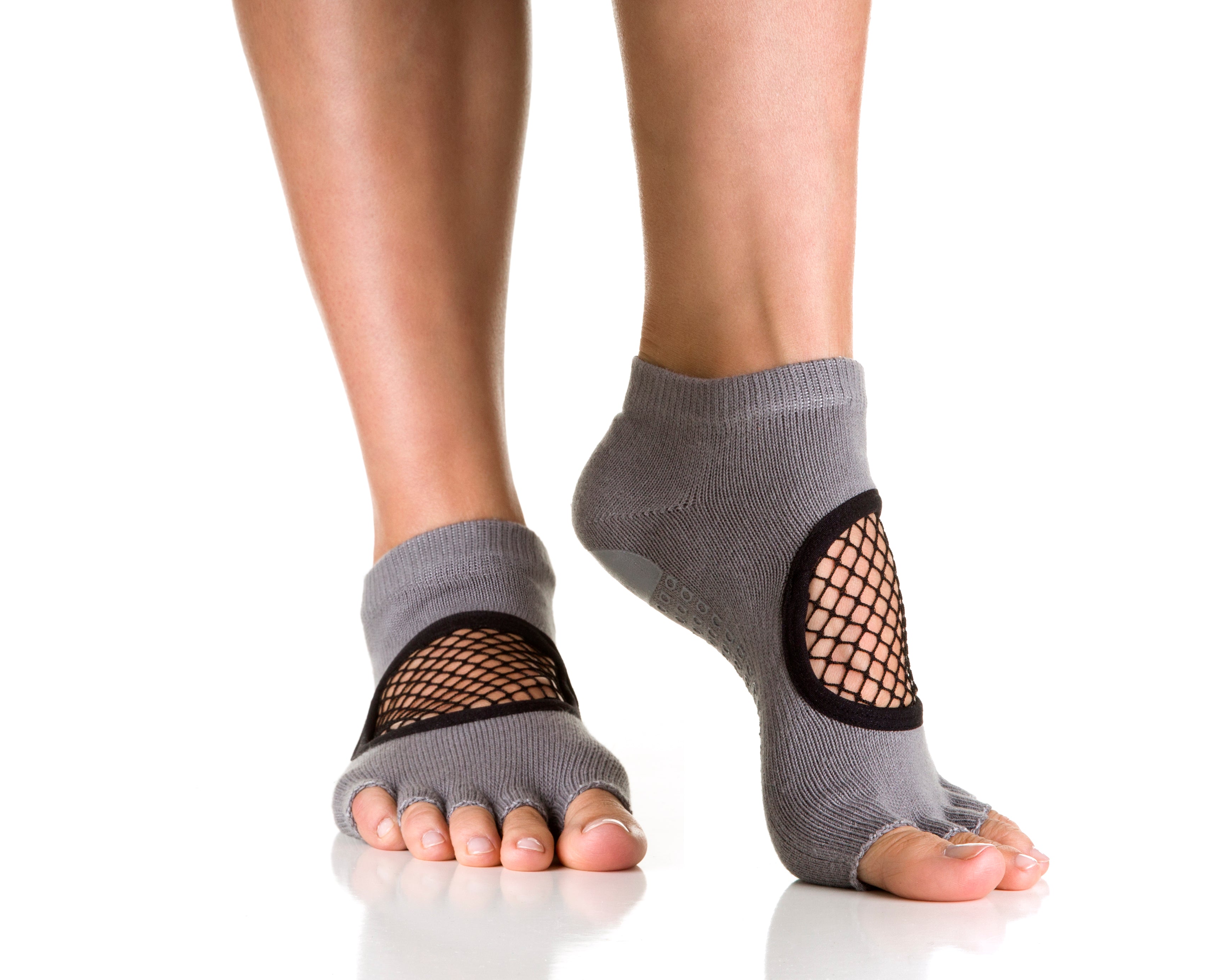 Humktnn | Women’s Open Toe Grip Socks with Mesh Cutout and Anti-Slip Sole