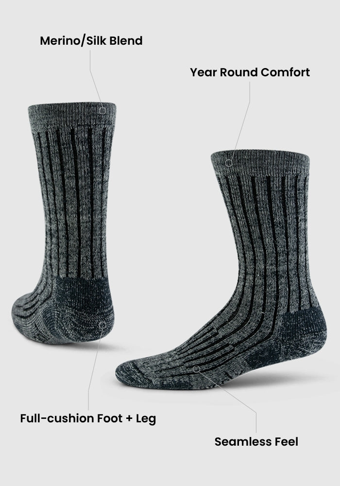 Humktnn | Women’s Merino Wool Silk Blend Crew Socks for Cozy Comfort