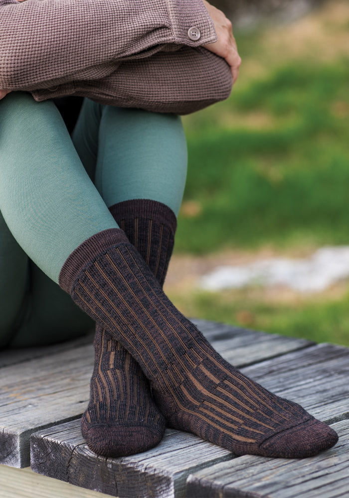 Humktnn | Women’s Warm Merino Wool Mid-Calf Socks with Full Cushion, Dark Espresso