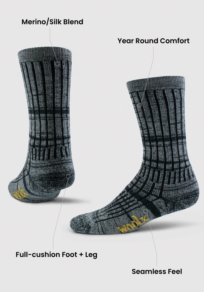 Humktnn | Men’s Extra Warm Merino Wool Mid-Calf Socks with Full Cushion, Dark Marled Green