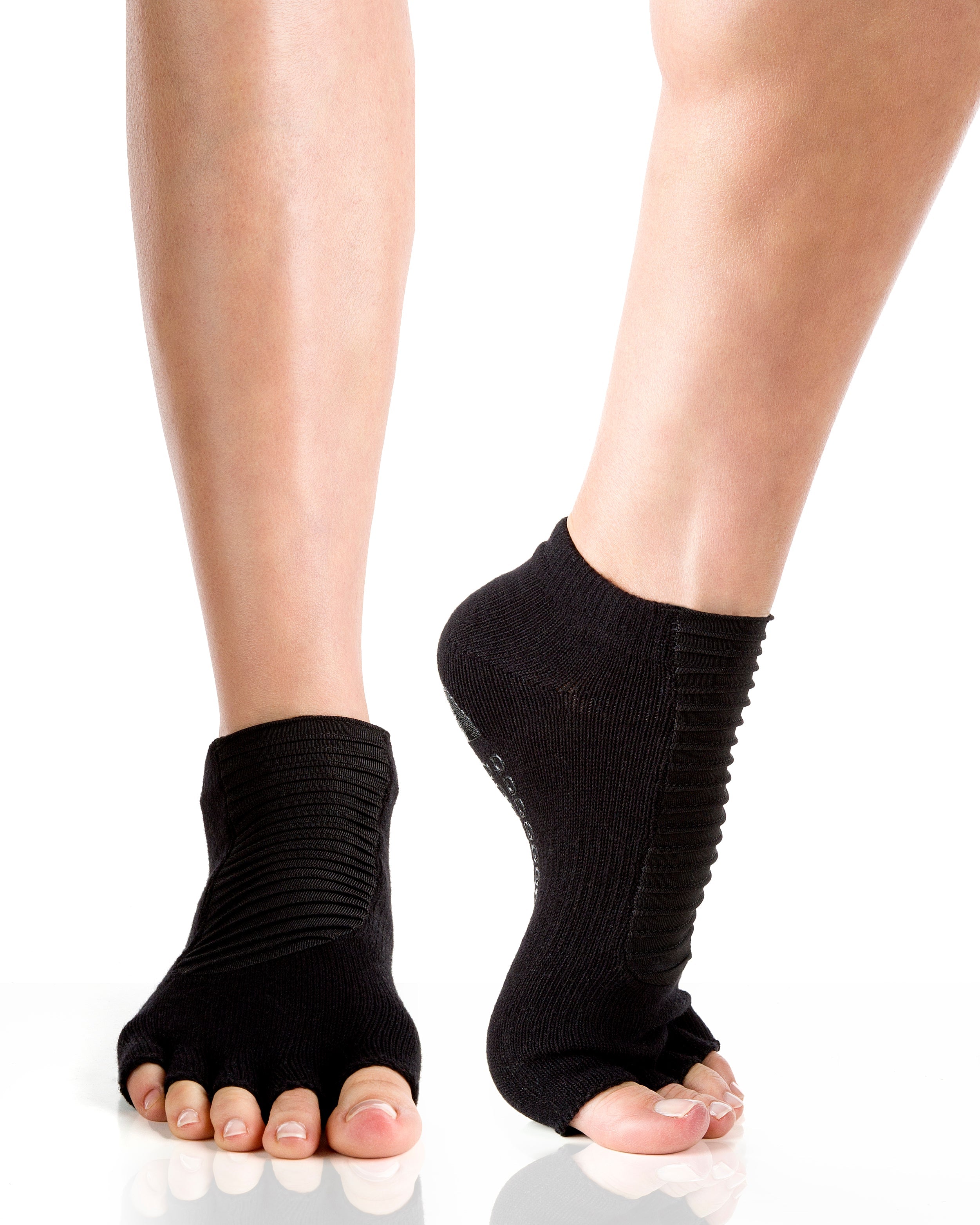 Humktnn | Open Toe Grip Socks with Pleated Panel Design for Women