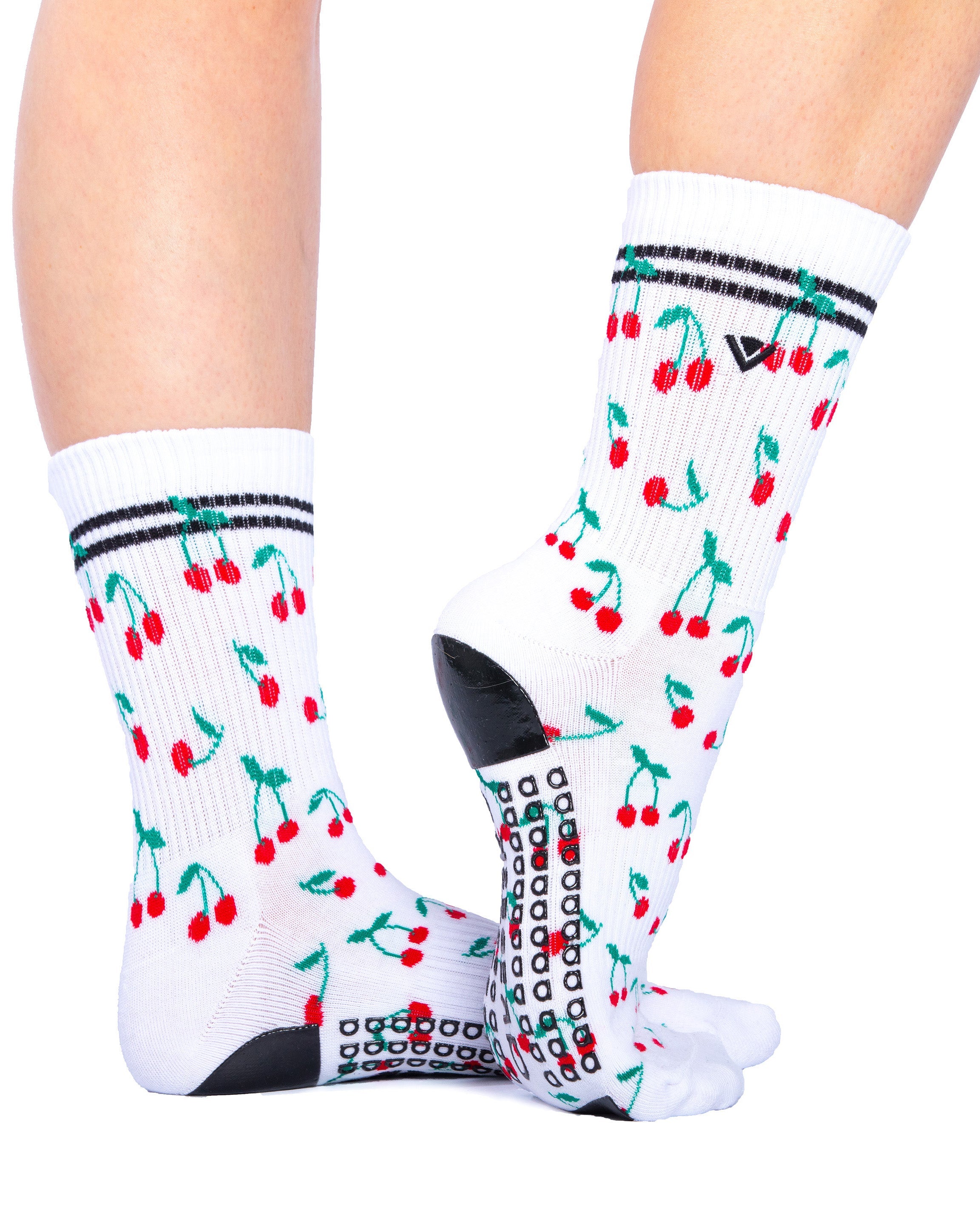 Humktnn | Women’s Classic Crew Grip Socks with Striped Design and Non-Slip Sole
