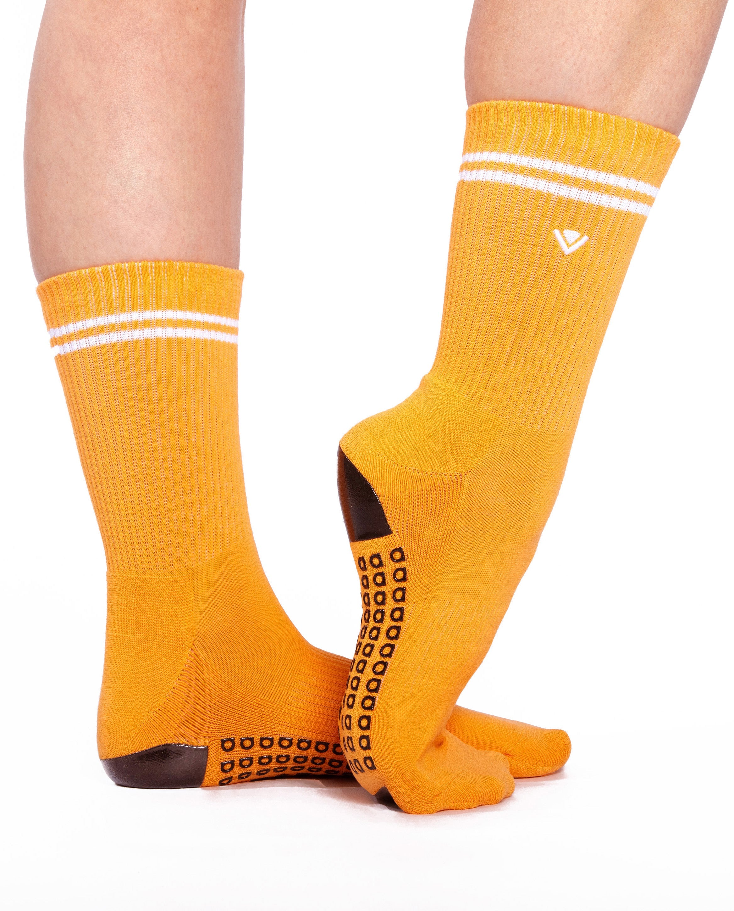 Humktnn | Women’s Classic Crew Grip Socks with Striped Design and Non-Slip Sole