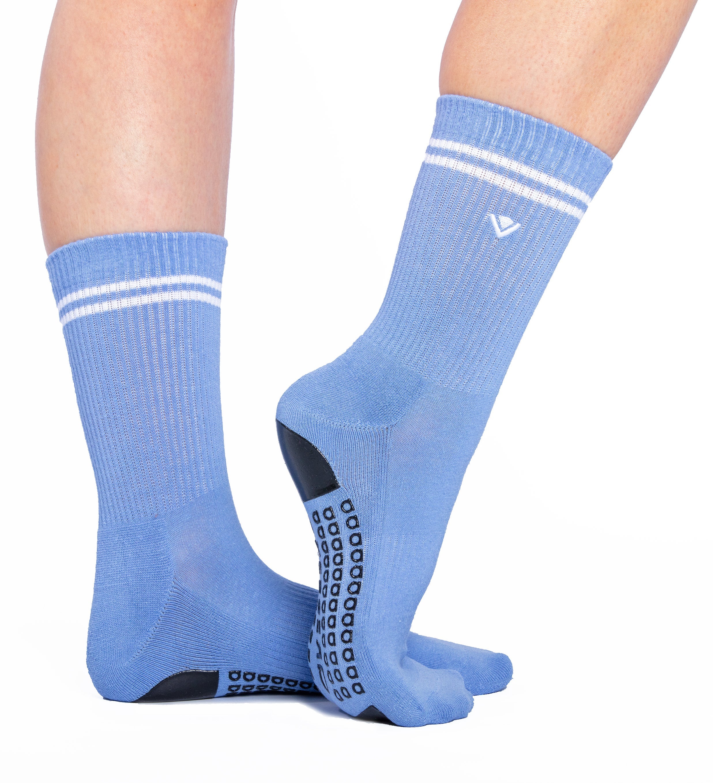 Humktnn | Women’s Classic Crew Grip Socks with Striped Design and Non-Slip Sole