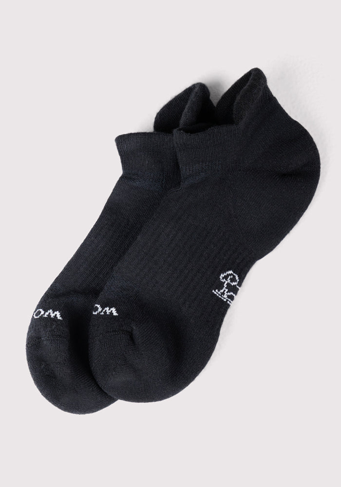 Humktnn | Men’s Black Merino Wool No Show Socks with Cushion Support for Everyday Comfort