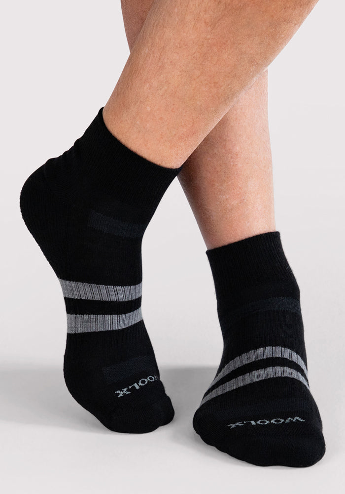 Humktnn | Men’s Lightweight Merino Wool Ankle Socks with Cushioning – Black