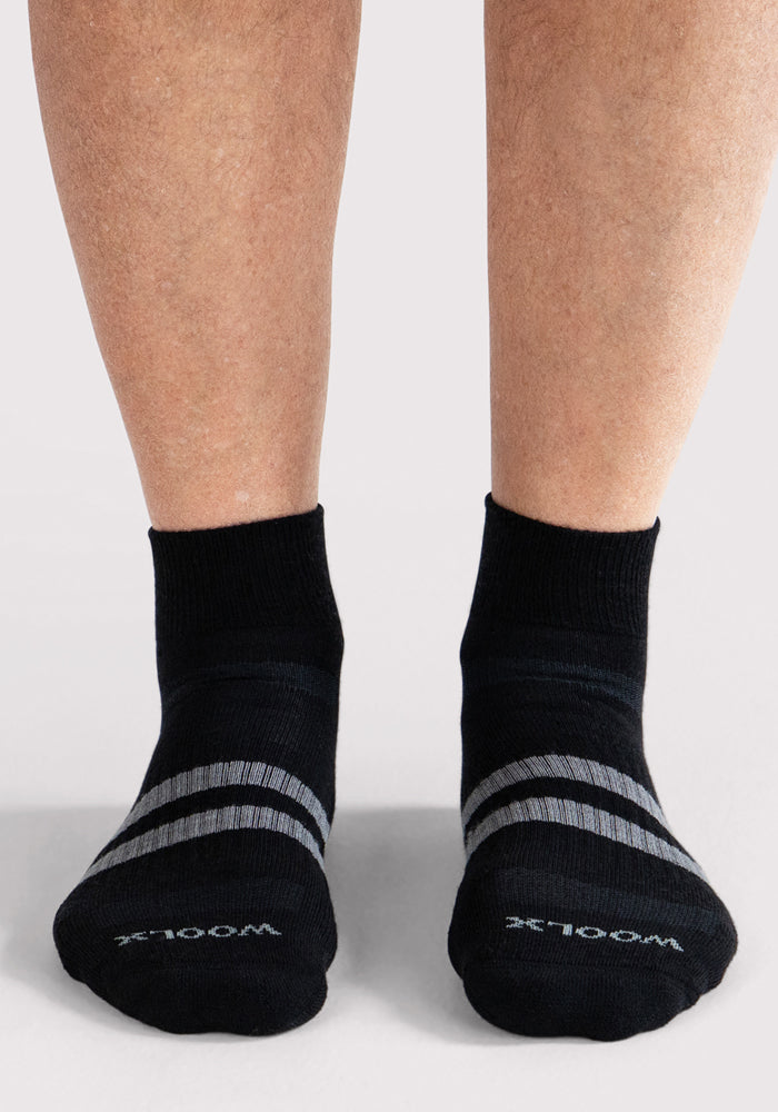 Humktnn | Men’s Lightweight Merino Wool Ankle Socks with Cushioning – Black