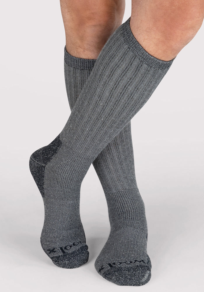 Humktnn | Men’s Heavyweight Merino Wool Over The Calf Socks for Extreme Cold – Charcoal Heather