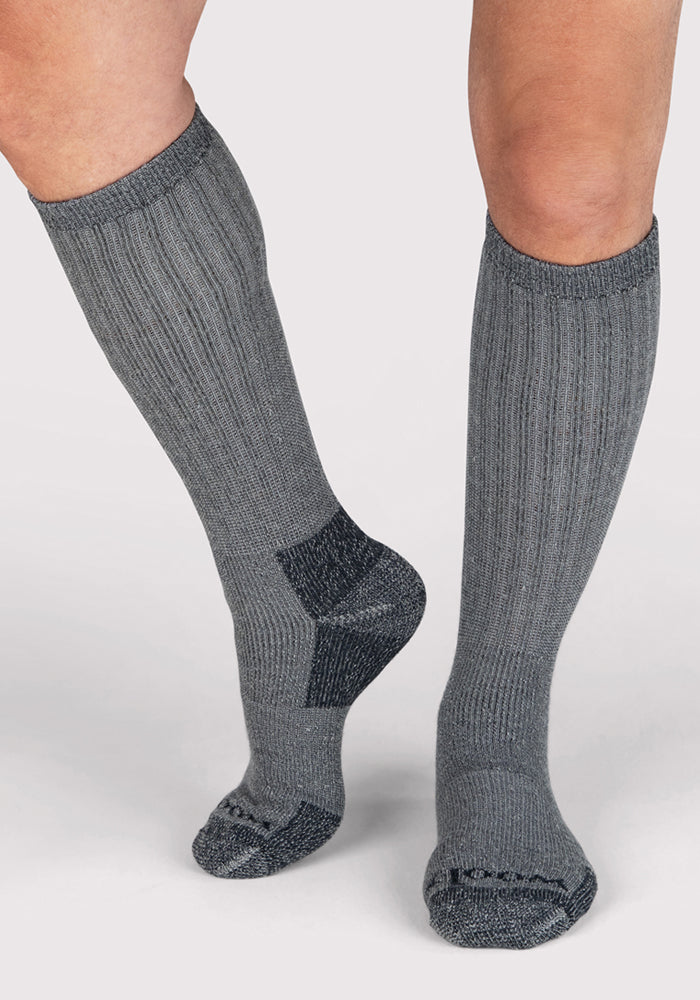 Humktnn | Men’s Heavyweight Merino Wool Over The Calf Socks for Extreme Cold – Charcoal Heather