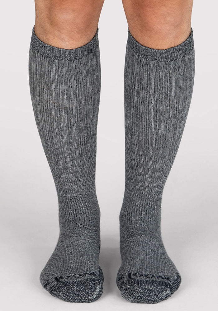 Humktnn | Men’s Heavyweight Merino Wool Over The Calf Socks for Extreme Cold – Charcoal Heather