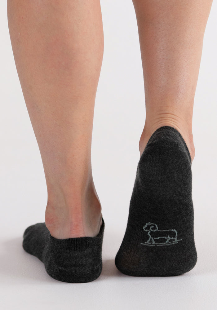 Humktnn | Women’s Merino Wool No Show Ped Socks for Everyday Comfort – Dark Grey Charcoal