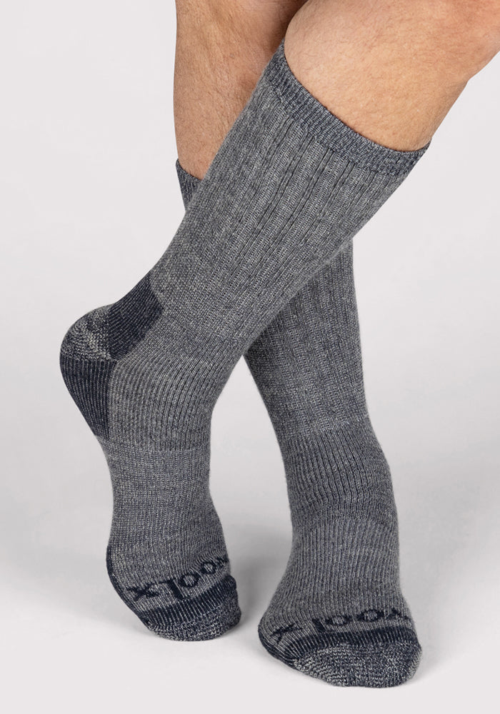 Humktnn | Men’s Heavyweight Merino Wool Crew Socks for Extreme Cold – Charcoal Heather