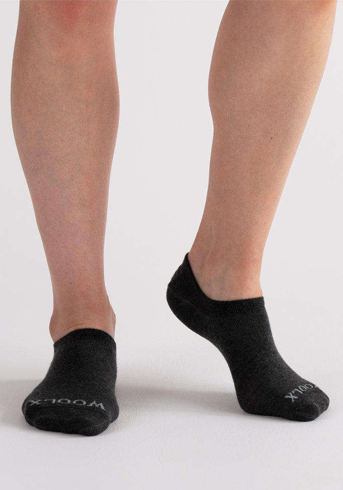 Humktnn | Women’s Merino Wool No Show Ped Socks for Everyday Comfort – Dark Grey Charcoal