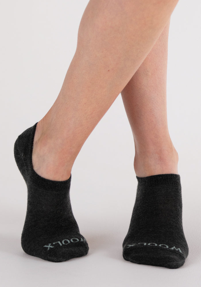 Humktnn | Women’s Merino Wool No Show Ped Socks for Everyday Comfort – Dark Grey Charcoal