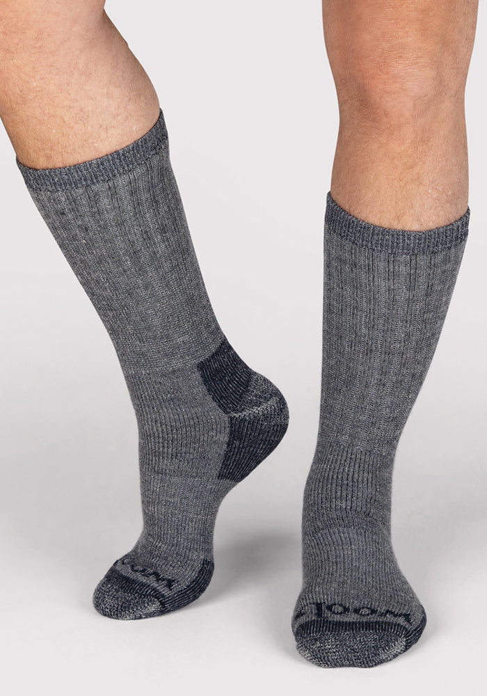Humktnn | Men’s Heavyweight Merino Wool Crew Socks for Extreme Cold – Charcoal Heather