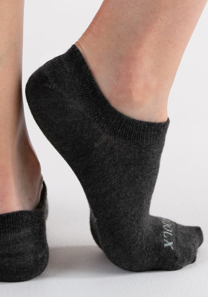 Humktnn | Women’s Merino Wool No Show Ped Socks for Everyday Comfort – Dark Grey Charcoal