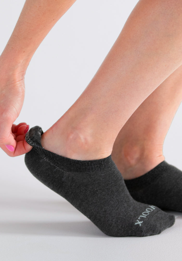 Humktnn | Women’s Merino Wool No Show Ped Socks for Everyday Comfort – Dark Grey Charcoal