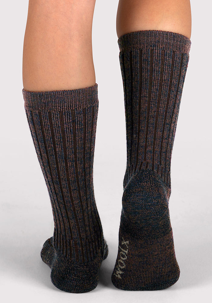 Humktnn | Women’s Warm Merino Wool Mid-Calf Socks with Full Cushion, Dark Espresso