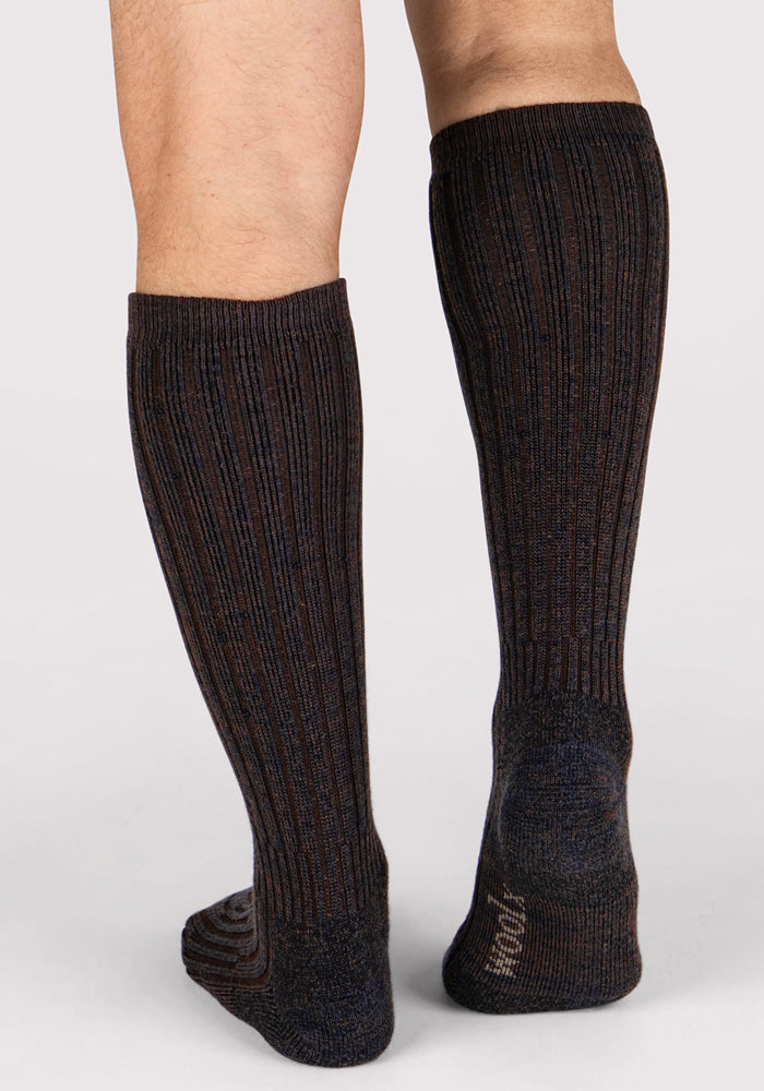 Humktnn | Men’s Midweight Merino Wool Mid Calf Socks with Silk Blend – Dark Espresso