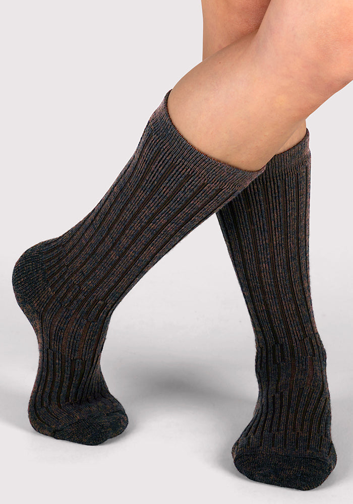 Humktnn | Women’s Warm Merino Wool Mid-Calf Socks with Full Cushion, Dark Espresso