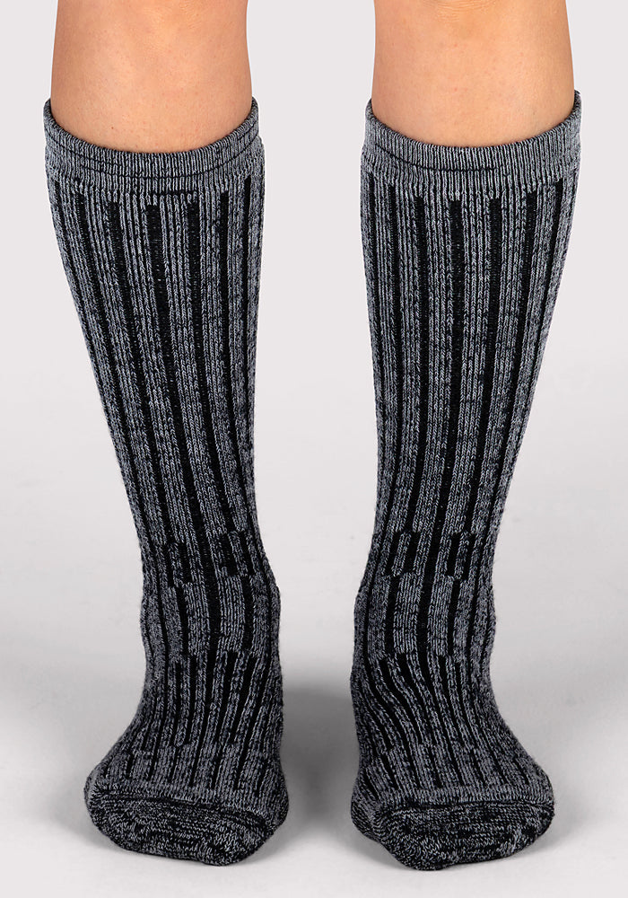 Humktnn| Women’s Mid-Calf Merino Wool Hiking Socks with Full Cushion, Navy Marled