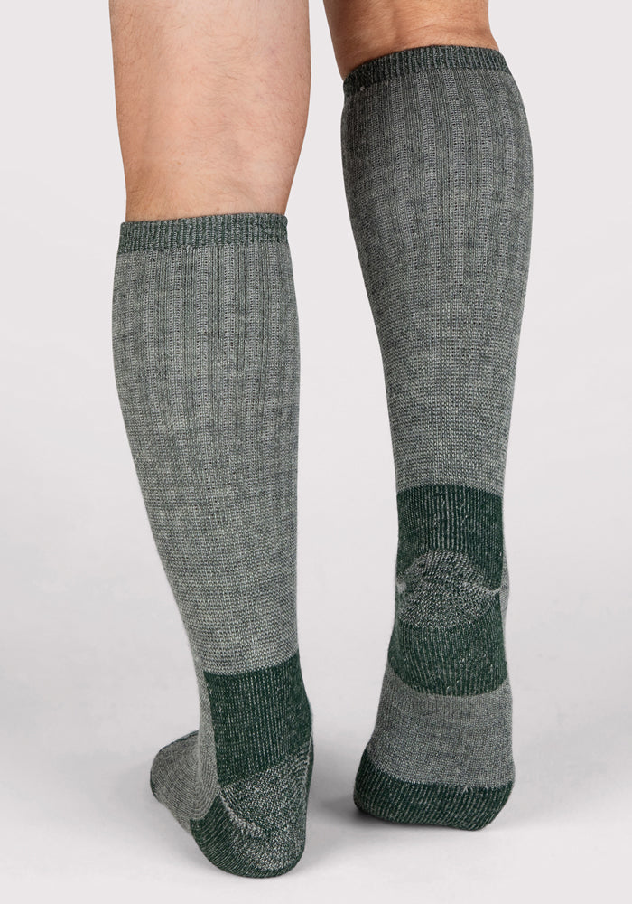Humktnn | Men’s Heavyweight Merino Wool Over-The-Calf Socks for Extreme Cold, Forest Green