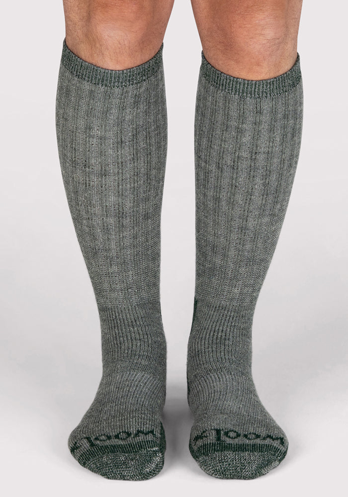 Humktnn | Men’s Heavyweight Merino Wool Over-The-Calf Socks for Extreme Cold, Forest Green