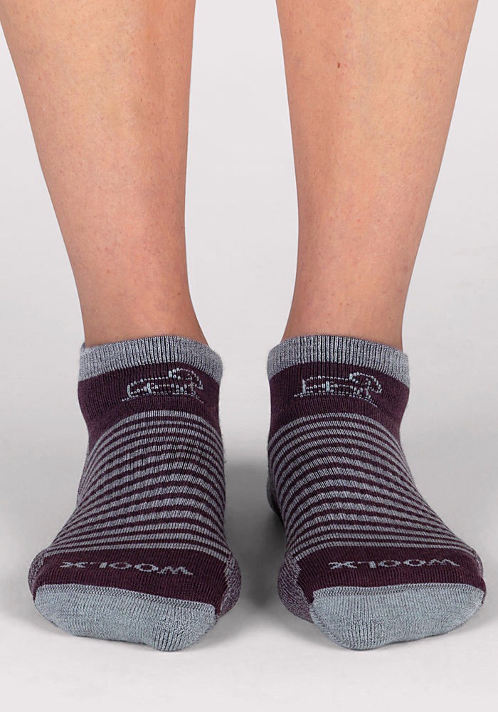 Womens Amelia No Show Socks - Grape Harvest Stripe