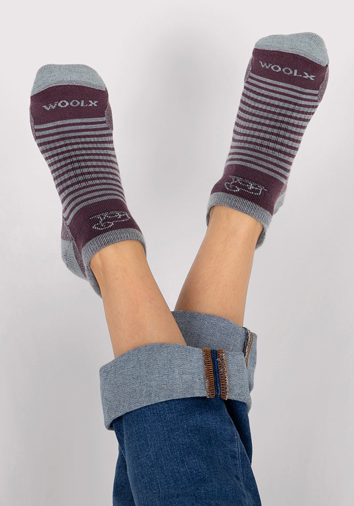 Womens Amelia No Show Socks - Grape Harvest Stripe
