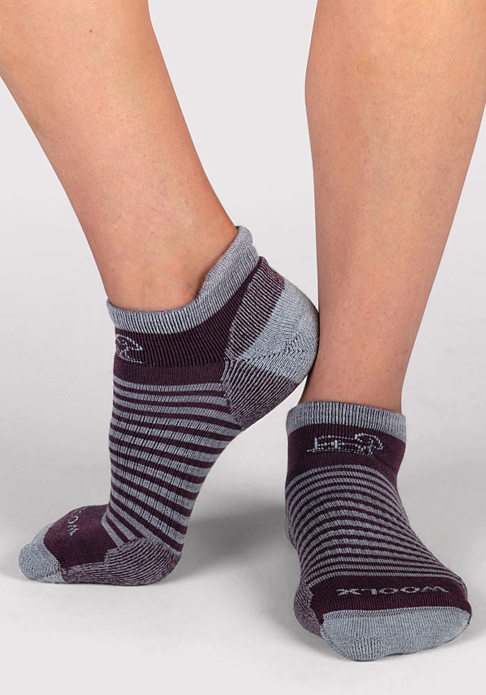 Womens Amelia No Show Socks - Grape Harvest Stripe