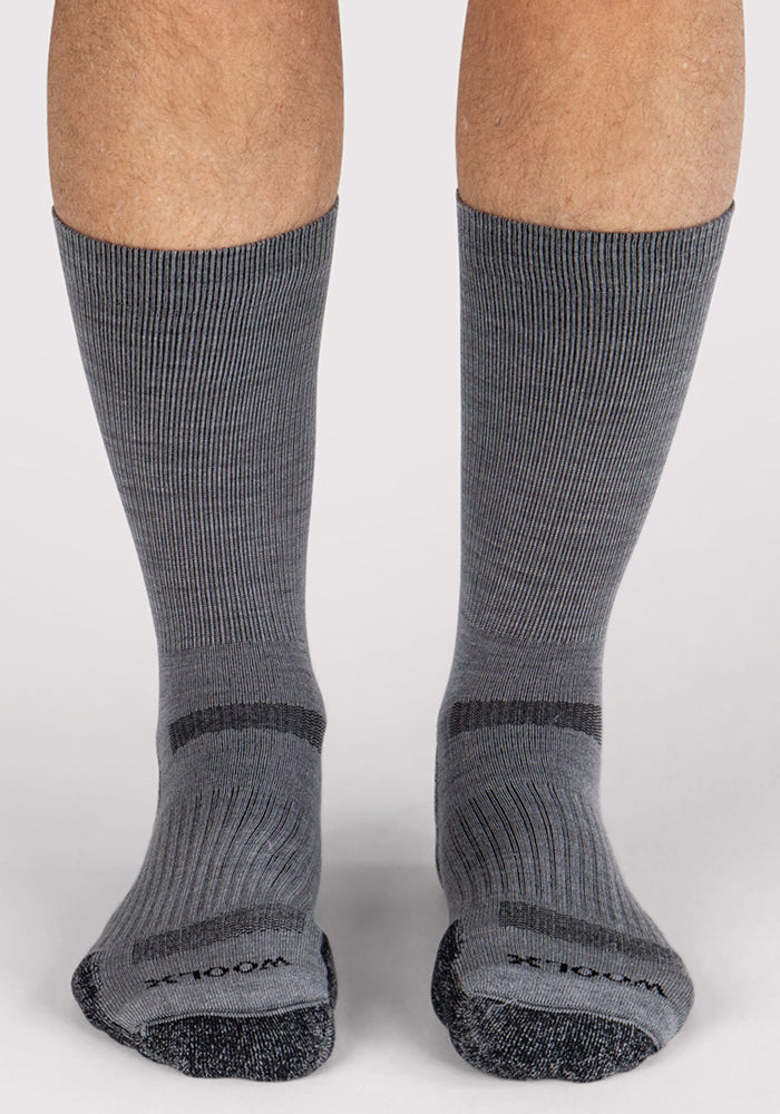 Humktnn | Men’s Lightweight Merino Wool Crew Socks with Breathable Cushioning – Grey