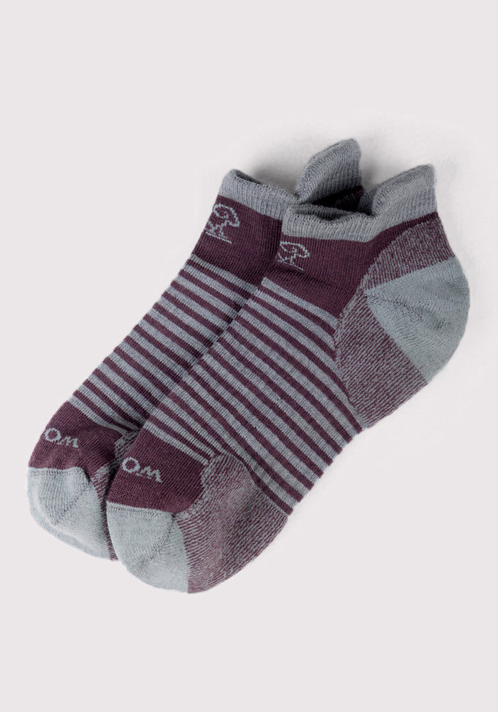 Womens Amelia No Show Socks - Grape Harvest Stripe