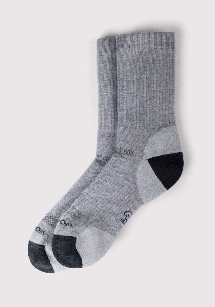 Humktnn | Men’s Full Cushion Merino Wool Crew Socks with Arch Support – Grey