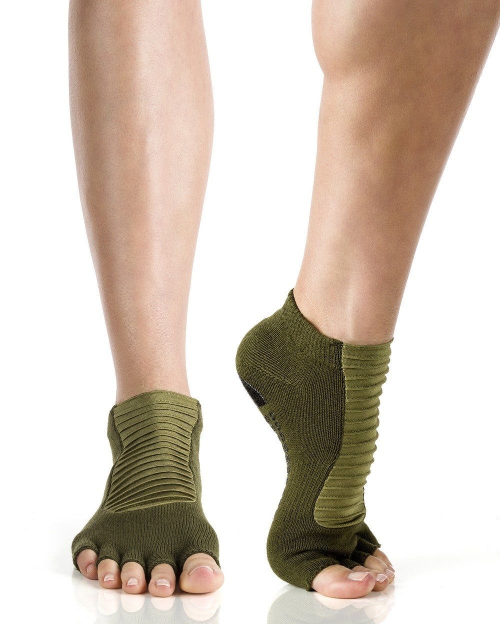 Humktnn | Open Toe Grip Socks with Pleated Panel Design for Women