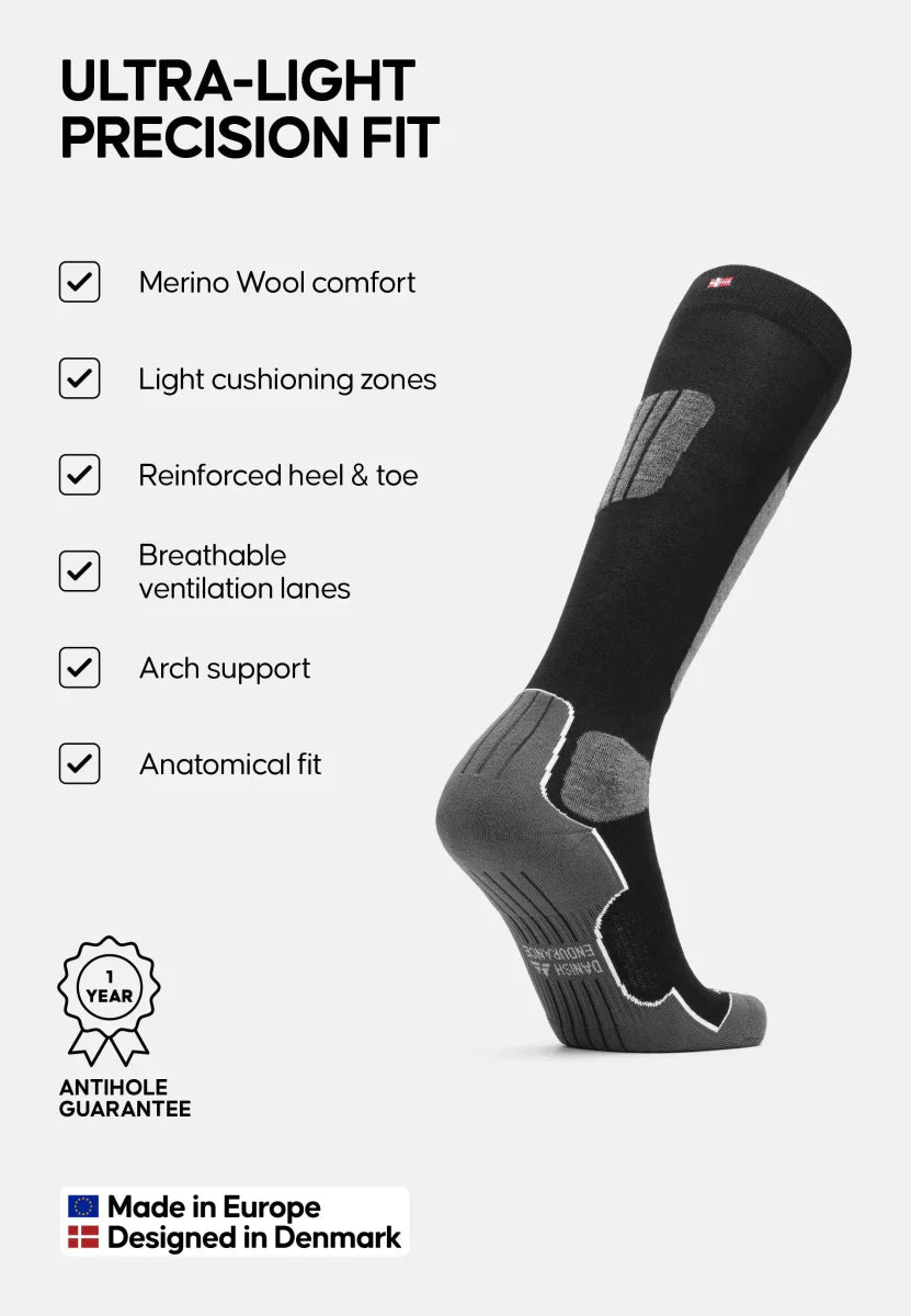 Humktnn| Lightweight Merino Ski Socks for Precision Fit and Control